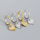 S925 Silver Heart CZ Dangle Earrings Evil Eyes Ins Jewelry