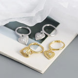 S925 Silver Heart CZ Dangle Earrings Evil Eyes Ins Jewelry