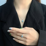 S925 Heart Of The Ocean Gemstone 3-Piece Jewelry Set