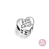 S925 Sterling Silver Heart Shaped Bead Pendant Charm Bracelet