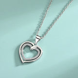 925 Sterling Silver Heart Micro Inlay Ladies Necklace