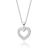 925 Sterling Silver Heart Micro Inlay Ladies Necklace