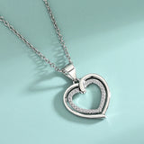 925 Sterling Silver Heart Micro Inlay Ladies Necklace