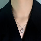 925 Sterling Silver Heart Micro Inlay Ladies Necklace