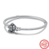S925 Heart-shaped T-buckle Snake Bone Chain Bracelet DIY Fits Charms Women