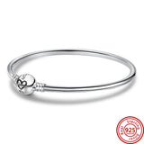 S925 Heart-shaped T-buckle Snake Bone Chain Bracelet DIY Fits Charms Women