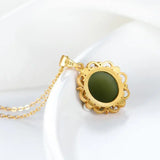 S925 Silver Hetian Jade Gray Jade Pearl Flower Pendant Necklace Set