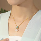 Sterling Silver Hetian Jade Pendant Necklace Chinese Style