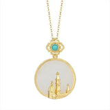 S925 Hetian Jade Castle Pendant Personalized Cartoon Necklace Pendant