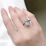 925 Sterling Silver Diamond Oval Party Ring