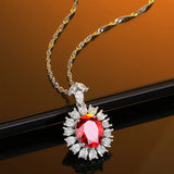 925 Sterling Silver High Carbon Diamond Ruby Pendant Necklace