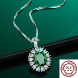 Sterling Silver Turquoise Pendant Necklace with Diamond Accent