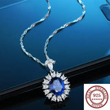 Sterling Silver Diamond Turquoise Pendant Necklace