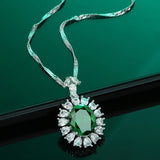 Sterling Silver Diamond Turquoise Pendant Necklace