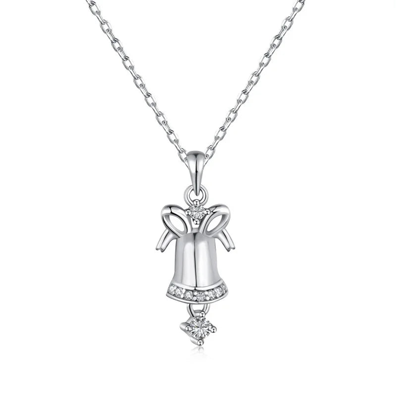 S925 Silver Bell Necklace High Neck Chain Clavicle Chain Women Christmas Gift