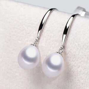 S925 Silver Water Drop Pearl Earrings Wedding Fine Jewelry