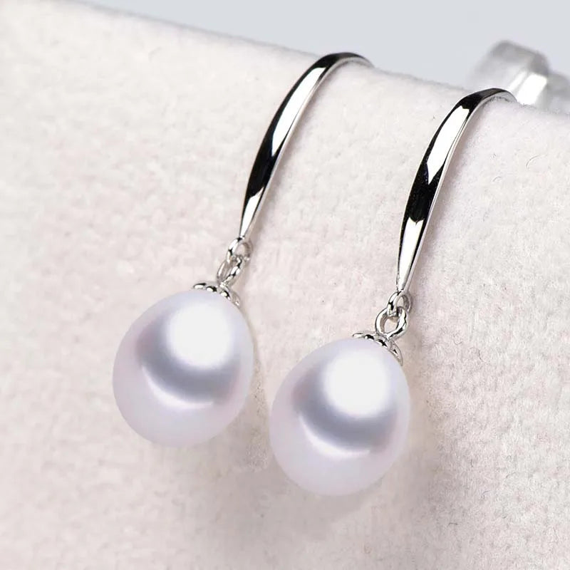 S925 Silver Water Drop Pearl Earrings Wedding Fine Jewelry