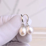 S925 Silver Water Drop Pearl Earrings Wedding Fine Jewelry