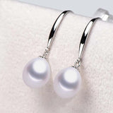 S925 Silver Water Drop Pearl Earrings Wedding Fine Jewelry