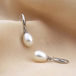 S925 Silver Water Drop Pearl Earrings Wedding Fine Jewelry