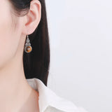 S925 Sterling Silver Tiger Eye Pendant Earrings for Women