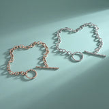 S925 Silver Hip-Hop Punk Necklace & Bracelet Set