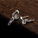 S925 Sterling Silver Wild Hollow Totem Stud Earrings