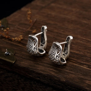 S925 Sterling Silver Wild Hollow Totem Stud Earrings