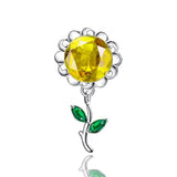 S925 Sterling Silver Sunflower Pendant Yellow Bracelet Charms