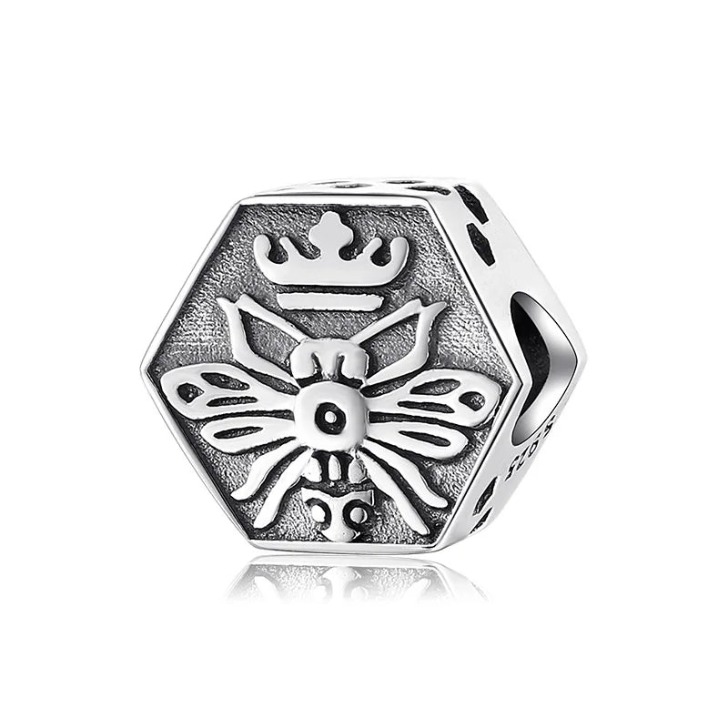 S925 Sterling Silver Honeybee Honeycomb DIY Bracelet Necklace Pendant