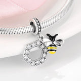 S925 Sterling Silver Honeybee Honeycomb DIY Bracelet Necklace Pendant
