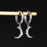 S925 Silver Cross Moon Zircon Hoop Earrings