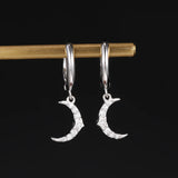 925 Silver Cross Moon Zircon Hoop Earrings for Women Men