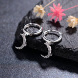 S925 Silver Cross Moon Zircon Hoop Earrings