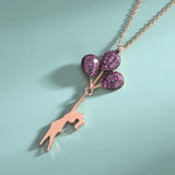 S925 Sterling Silver Hot Air Balloon Girl Necklace Europe Middle East Ins