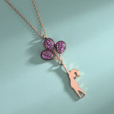 S925 Sterling Silver Hot Air Balloon Girl Necklace Europe Middle East Ins