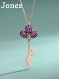 S925 Sterling Silver Hot Air Balloon Girl Necklace Europe Middle East Ins