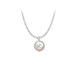 925 Silver Chain Choker Shell Pearl Pendant Necklace Wedding Gift
