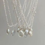 925 Silver Chain Choker Shell Pearl Pendant Necklace Wedding Gift
