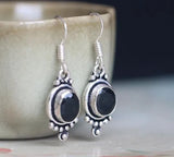 S925 Sterling Silver Agate Earrings, Indian Hand Inlaid