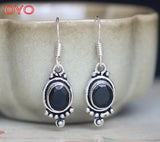 S925 Sterling Silver Agate Earrings, Indian Hand Inlaid