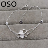 S925 Silver Diamond Clover Bracelet Japanese Hundred Pagoda Heart Jewelry