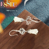 S925 Silver Inlaid Hetian Jade Ethnic Orchid Earrings