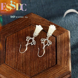 S925 Silver Inlaid Hetian Jade Ethnic Orchid Earrings