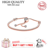 S925 Sterling Silver Love & Star Sliding Snake Bone Bracelet
