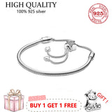 S925 Sterling Silver Love & Star Sliding Snake Bone Bracelet