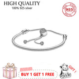 S925 Sterling Silver Love & Star Sliding Snake Bone Bracelet