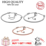 S925 Sterling Silver Love & Star Sliding Snake Bone Bracelet