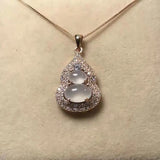 S925 Sterling Silver Inlaid Myanmar Chalcedony Pendant