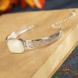 925 Sterling Silver Natural Hetian Jade Bracelet for Women